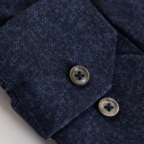 Bugatchi Classic Long Sleeve Navy Blue Shirt, Size 2X - Picture 5 of 6